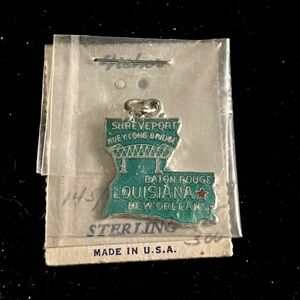 Vintage Sterling Silver Louisiana State Charm Pendant